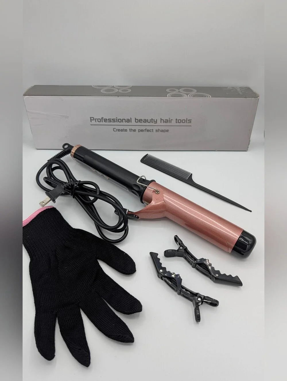 Professional Hair Curling Iron Set with Accessories – Open Box